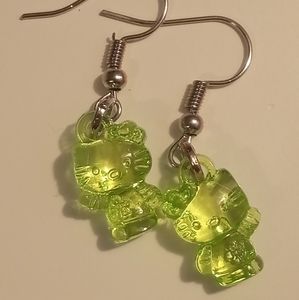 Lime green Hello Kitty Earrings